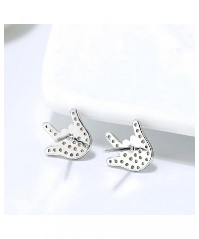 Sterling Silver Cool Earrings Studs Popular Hand Signs I Love You, Peace, Gun, Empowerment. Fun Hypoallergenic Novelty Studs ...