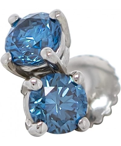 14k Gold Earrings 1.00 Carat Lab-Created Diamond Stud Womens Screw Back VS2-SI1 Blue $260.85 Earrings