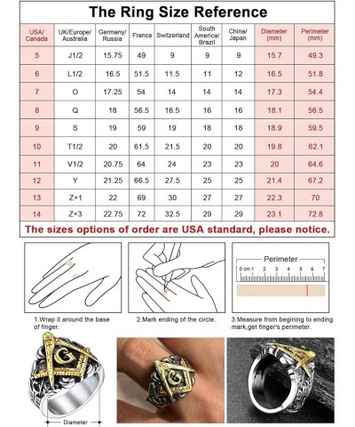 Masonic Signet Rings for Men, Stainless Steel Freemason Jewelry, Punk Biker Thumb Ring with Delicate Packaging 02. Masonic-Si...