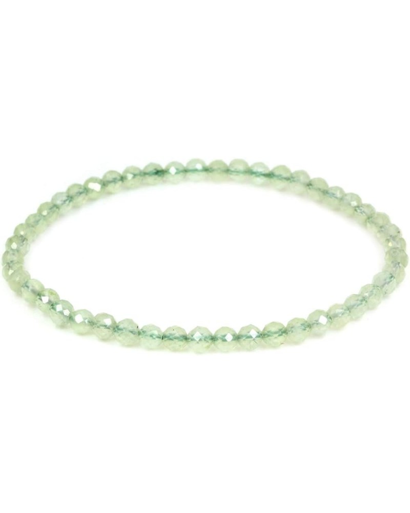 Gem Semi Precious Gemstones 4mm Round Beads Crystal Stretch Bracelet 7 Inch Unisex Green Faceted Prehnite $7.00 Bracelets