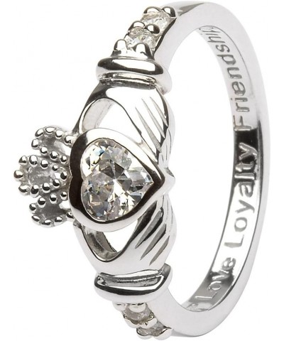 April Birth Month Sterling Silver Claddagh Ring LS-SL90-4. Made in Ireland. $42.00 Rings