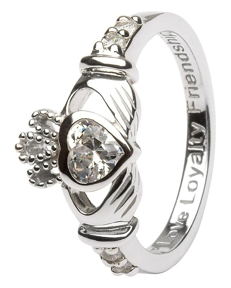 April Birth Month Sterling Silver Claddagh Ring LS-SL90-4. Made in Ireland. $42.00 Rings