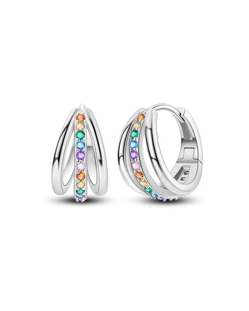 925 Sterling Silver Hoop Earrings Huggie Earrings Colorful Cubic Zirconia Hypoallergenic Small Hoop Earrings for Women Simple...