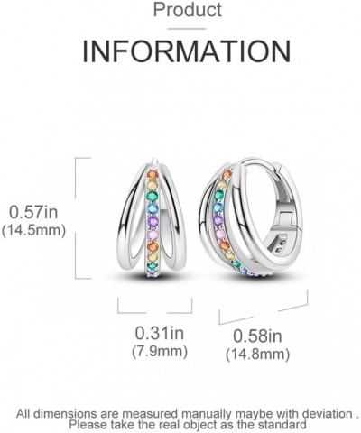 925 Sterling Silver Hoop Earrings Huggie Earrings Colorful Cubic Zirconia Hypoallergenic Small Hoop Earrings for Women Simple...