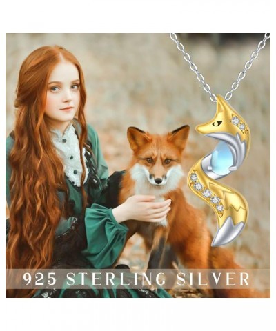 Fox Necklace Sterling Silver Fox Pendant Moonstone Necklace Fox Jewelry for Women Teen Girls Fox Lover Gifts for Birthday $26...