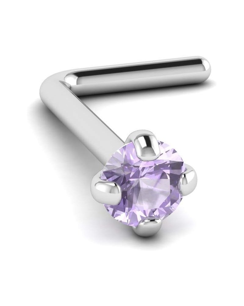 L-Shape Nose Stud Piercing | 20 Gauge 0.8mm Surgical Steel Bone Studs/Ring | 3mm gem Purple L-Shape $7.00 Body Jewelry