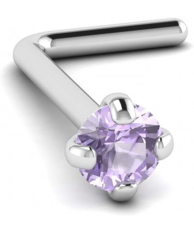 L-Shape Nose Stud Piercing | 20 Gauge 0.8mm Surgical Steel Bone Studs/Ring | 3mm gem Purple L-Shape $7.00 Body Jewelry