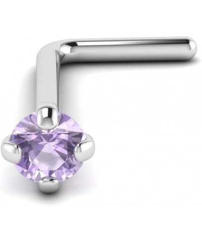 L-Shape Nose Stud Piercing | 20 Gauge 0.8mm Surgical Steel Bone Studs/Ring | 3mm gem Purple L-Shape $7.00 Body Jewelry