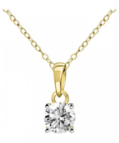 1/5 Carat - 1 Carat | 10K White,Yellow & Rose Gold | Natural Diamond Solitaire Pendant Necklace With Chain Yellow Gold 0.2 ca...