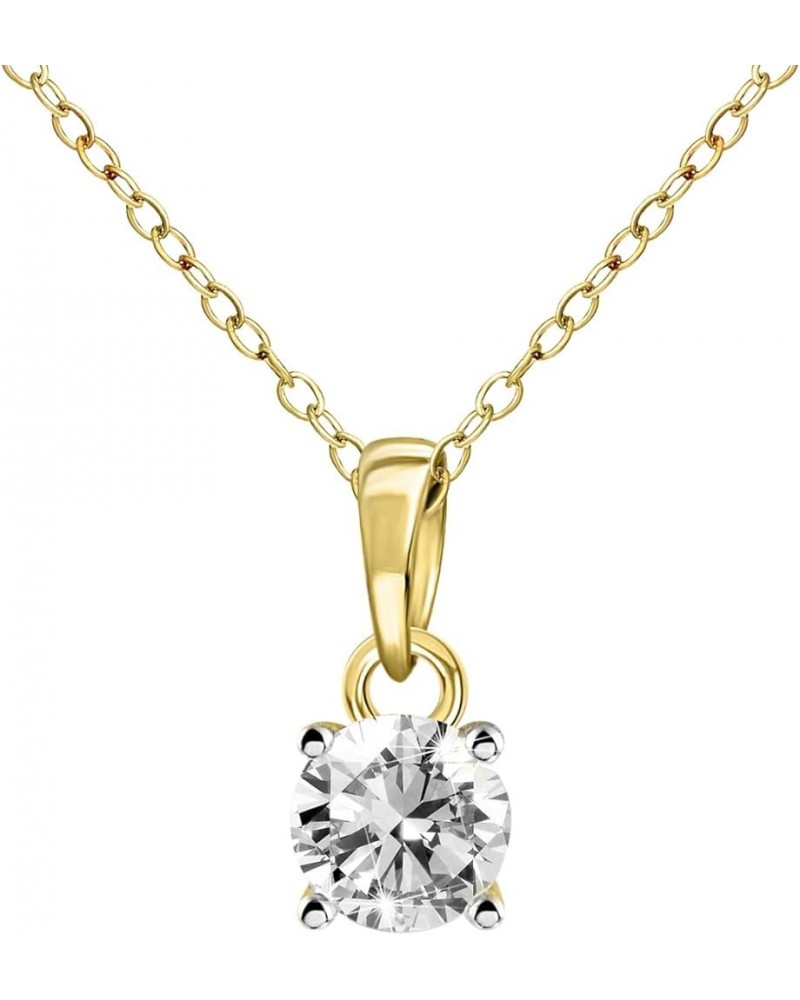 1/5 Carat - 1 Carat | 10K White,Yellow & Rose Gold | Natural Diamond Solitaire Pendant Necklace With Chain Yellow Gold 0.2 ca...