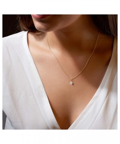 1/5 Carat - 1 Carat | 10K White,Yellow & Rose Gold | Natural Diamond Solitaire Pendant Necklace With Chain Yellow Gold 0.2 ca...