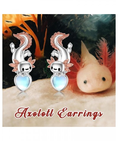 Axolotl Earrings 925 Sterling Silver Hypoallergenic Moonstone Axolotl Ear Climber Crawler Cuff Wraps Earrings Graduation Birt...