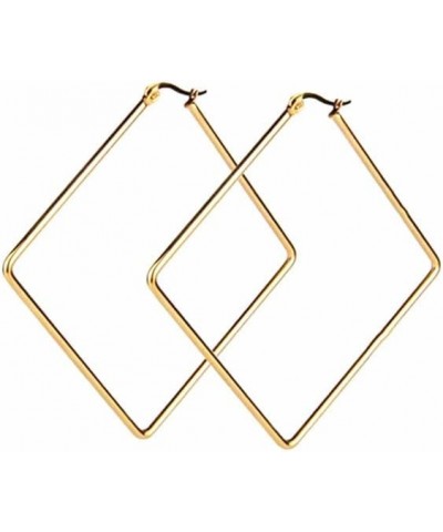 Square-Style Hoop Earrings Sensitive Ears for Women, Fashion Round Circle Hypoallergenic Earrings Gold $7.14 Earrings