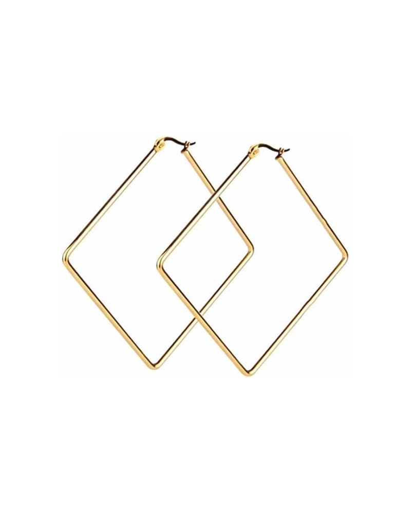 Square-Style Hoop Earrings Sensitive Ears for Women, Fashion Round Circle Hypoallergenic Earrings Gold $7.14 Earrings