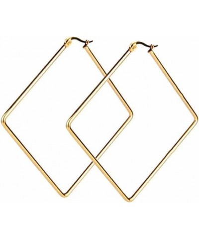 Square-Style Hoop Earrings Sensitive Ears for Women, Fashion Round Circle Hypoallergenic Earrings Gold $7.14 Earrings