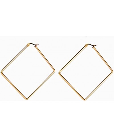 Square-Style Hoop Earrings Sensitive Ears for Women, Fashion Round Circle Hypoallergenic Earrings Gold $7.14 Earrings