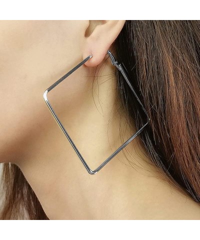 Square-Style Hoop Earrings Sensitive Ears for Women, Fashion Round Circle Hypoallergenic Earrings Gold $7.14 Earrings