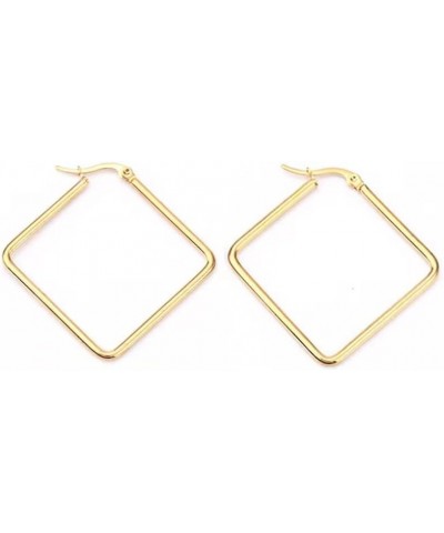 Square-Style Hoop Earrings Sensitive Ears for Women, Fashion Round Circle Hypoallergenic Earrings Gold $7.14 Earrings