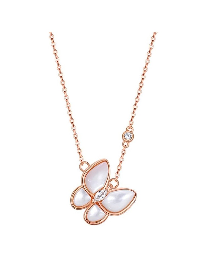 Plated Butterfly Cuban Necklace Cuban Link Choker Diamond Fashion Party Accessories for Women and Girls 18 Inches Rose gold B...