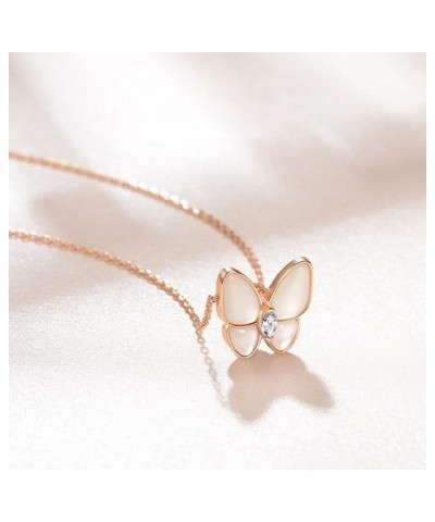 Plated Butterfly Cuban Necklace Cuban Link Choker Diamond Fashion Party Accessories for Women and Girls 18 Inches Rose gold B...