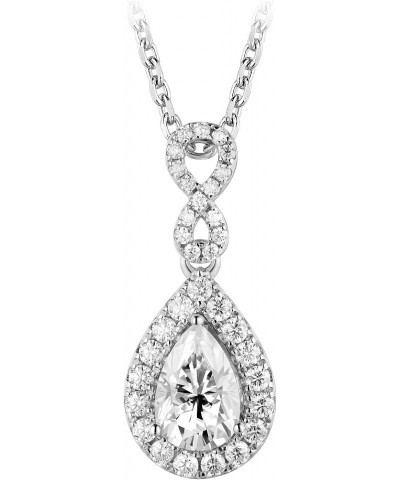 Moissanite Pendant for Women 14K Gold QUALITY Silver Center 2 Carat G-H-I Color Pear Cut Moissanite Simulated Diamond Halo In...