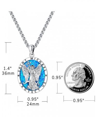 Opal Necklace for Women Men Blue White Opal Jewelry Sterling Silver 925 Genuine Real Opal Pendant Gifts D-D-St Michael $22.79...