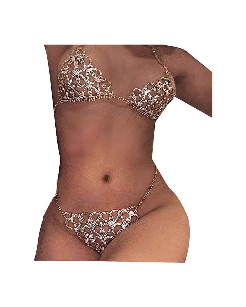 Women Sexy Rhinstone Underwear Body Chain Crystal G-String Belly Waist Chain Shinny Mini Thong Night Jewelry Sparkly Panties ...