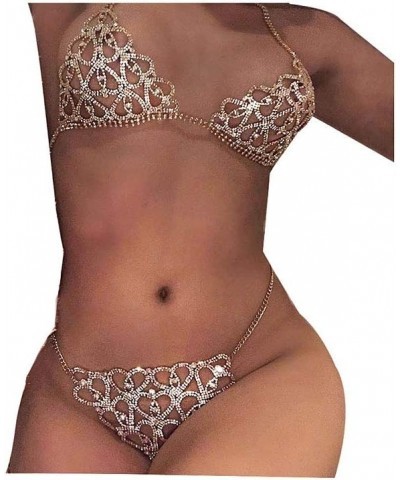 Women Sexy Rhinstone Underwear Body Chain Crystal G-String Belly Waist Chain Shinny Mini Thong Night Jewelry Sparkly Panties ...