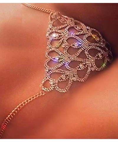 Women Sexy Rhinstone Underwear Body Chain Crystal G-String Belly Waist Chain Shinny Mini Thong Night Jewelry Sparkly Panties ...