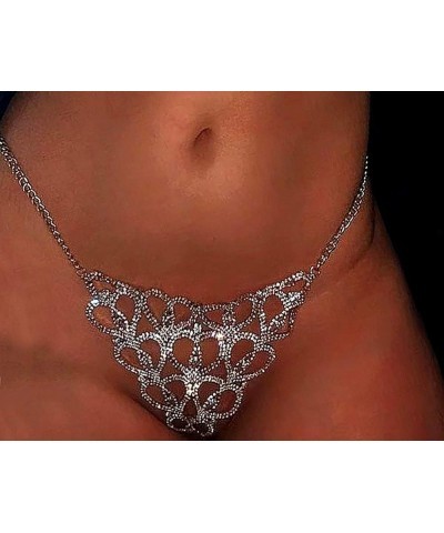 Women Sexy Rhinstone Underwear Body Chain Crystal G-String Belly Waist Chain Shinny Mini Thong Night Jewelry Sparkly Panties ...