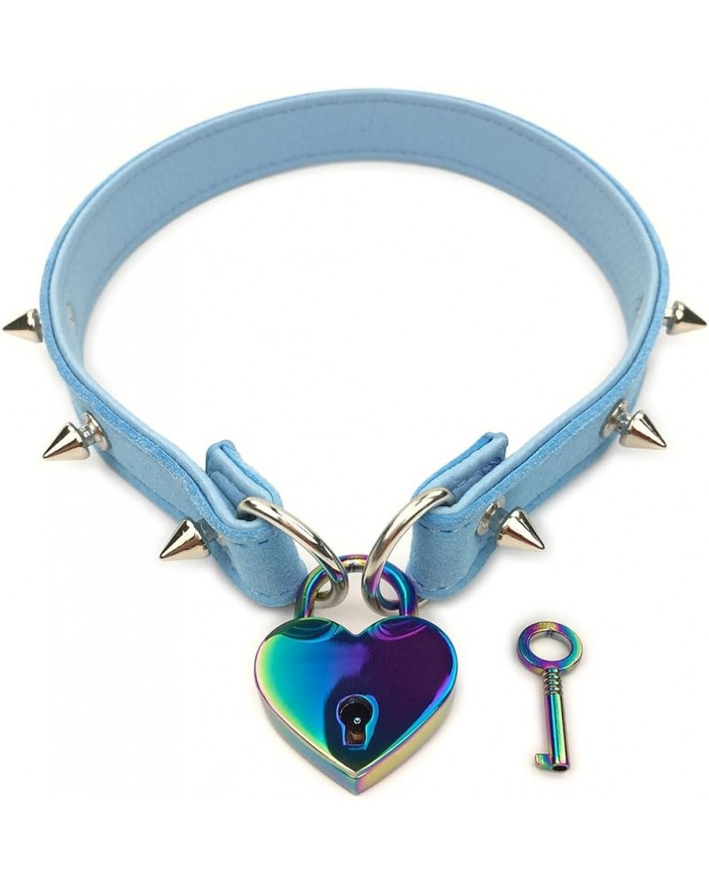 Padlock Choker Collar Necklace with Lock and Key Heart Lock Choker for Women and Men 14 Inches G $10.59 Necklaces