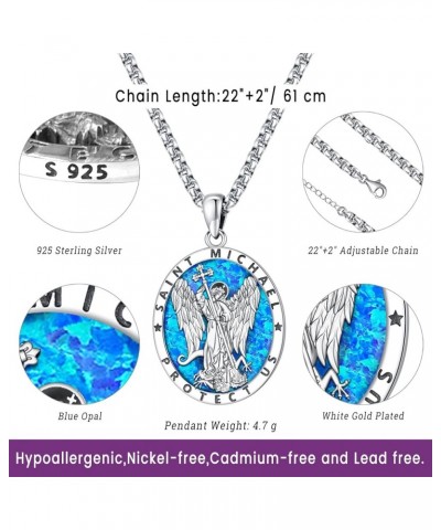 Opal Necklace for Women Men Blue White Opal Jewelry Sterling Silver 925 Genuine Real Opal Pendant Gifts D-D-St Michael $22.79...