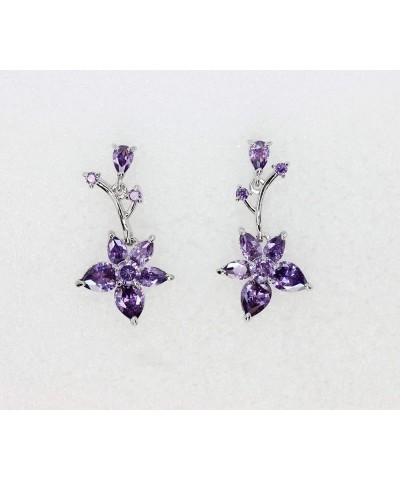 Gorgeous CZ Crystal Floral Necklace Earrings Set Purple $18.39 Bracelets