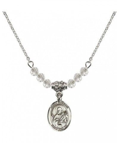 April Birth Month Bead Necklace with Catholic Patron Saint Petite Charm, 18 Inch Saint Meinrad of Einsiedeln $32.44 Necklaces