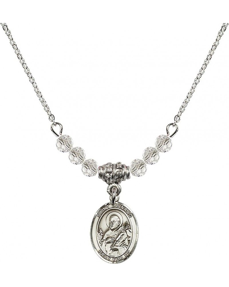 April Birth Month Bead Necklace with Catholic Patron Saint Petite Charm, 18 Inch Saint Meinrad of Einsiedeln $32.44 Necklaces