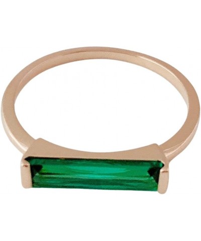 Lorena Long Emerald Green Crystal Baguette Ring in Gold, Rose Gold, or Silver | Minimalist, Delicate Jewelry Pink 5 $11.95 Ot...