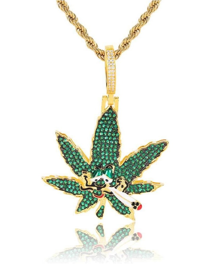 Marijuana Leaf Pendant Necklace Cannabis Weed Necklace Chain Golden $13.99 Necklaces