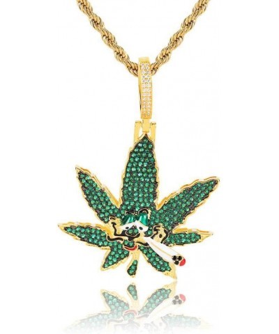 Marijuana Leaf Pendant Necklace Cannabis Weed Necklace Chain Golden $13.99 Necklaces