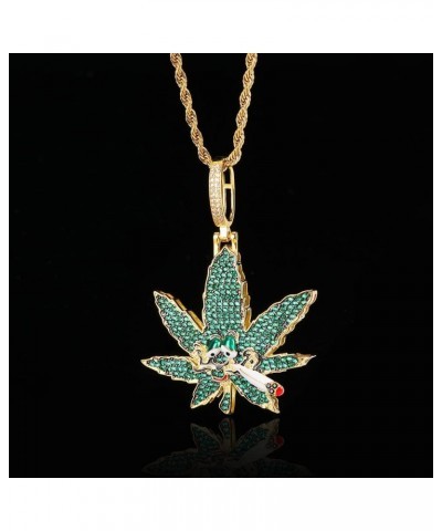 Marijuana Leaf Pendant Necklace Cannabis Weed Necklace Chain Golden $13.99 Necklaces