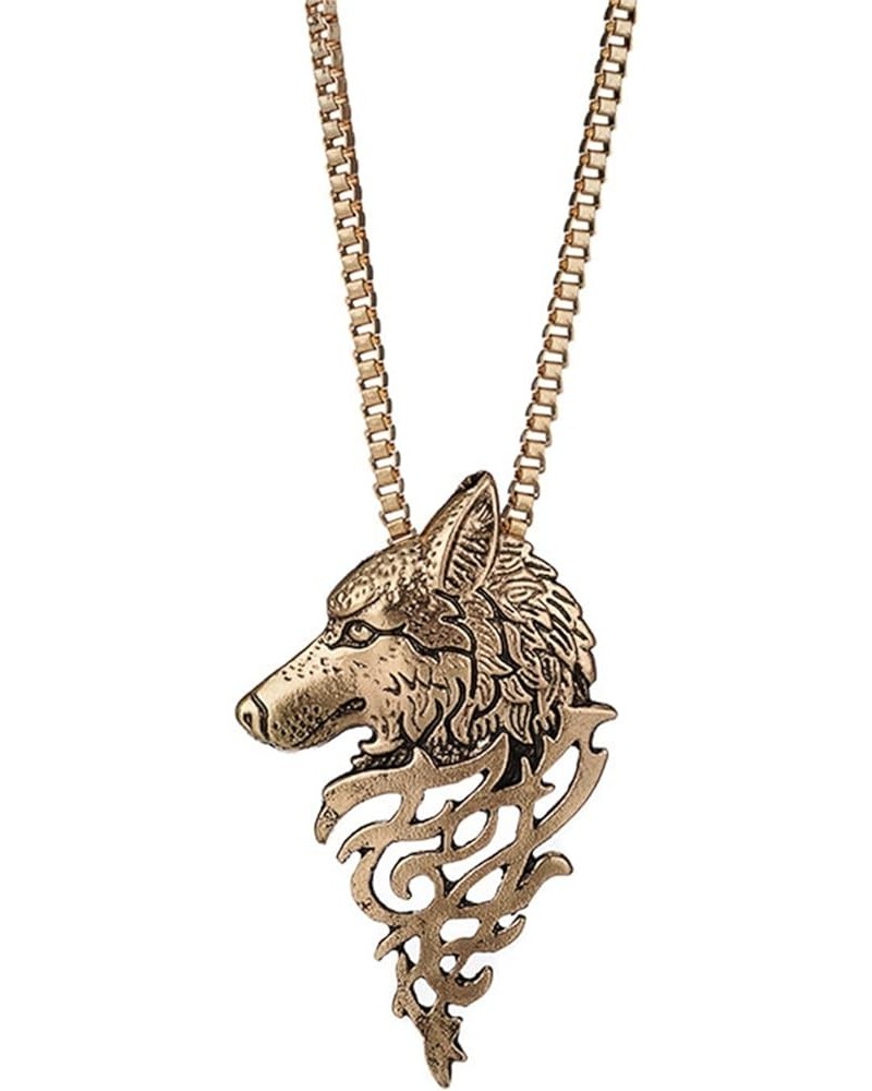 Wolf Necklace for Men Women Personalized Retro Punk Cool Gold Silver Black Fierce Animals Norse Viking Wolf Charm Pendant Swe...