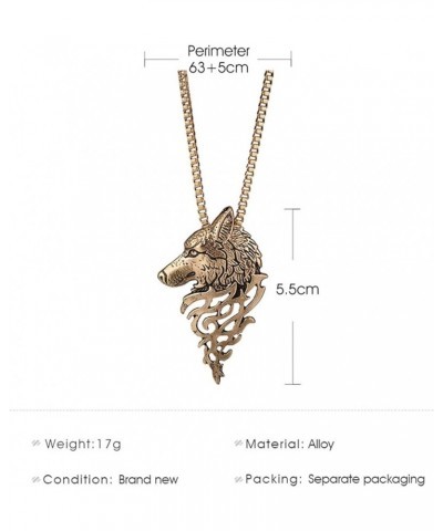 Wolf Necklace for Men Women Personalized Retro Punk Cool Gold Silver Black Fierce Animals Norse Viking Wolf Charm Pendant Swe...