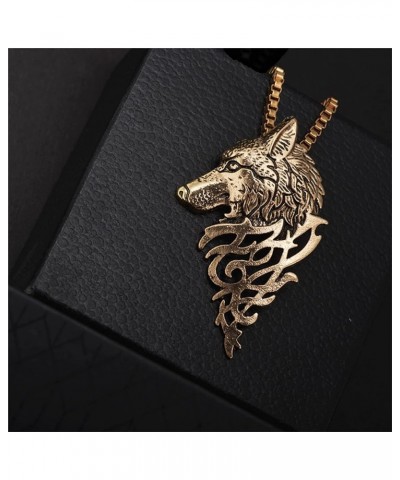 Wolf Necklace for Men Women Personalized Retro Punk Cool Gold Silver Black Fierce Animals Norse Viking Wolf Charm Pendant Swe...