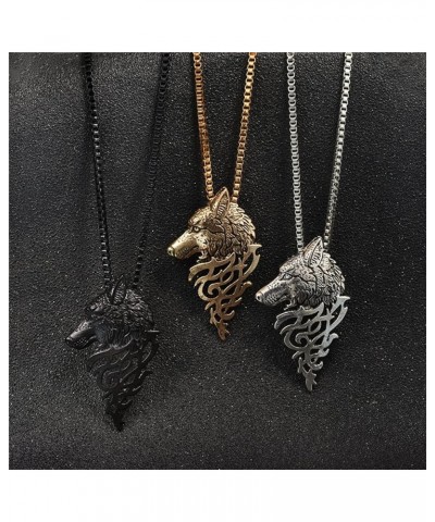 Wolf Necklace for Men Women Personalized Retro Punk Cool Gold Silver Black Fierce Animals Norse Viking Wolf Charm Pendant Swe...