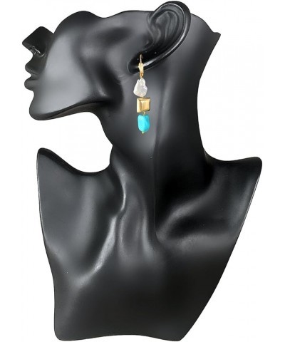 Pearl and Turquoise Buddha Long Dangle Earrings for Women Square $10.19 Earrings