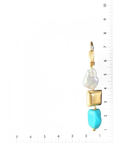 Pearl and Turquoise Buddha Long Dangle Earrings for Women Square $10.19 Earrings