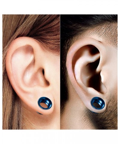 Pair of Internal Screw Surgical Steel Dark Blue Anodized Double Flared Saddle Piercing Stretcher Ear flesh Tunnel Plugs Lobe ...