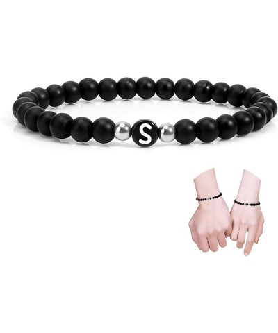 Initial Bracelets for Women Men Girls Couples, Black Onxy Letter A-Z Beads Bracelets for Women Bracelet-s $5.89 Bracelets