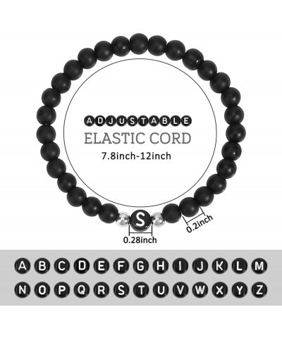 Initial Bracelets for Women Men Girls Couples, Black Onxy Letter A-Z Beads Bracelets for Women Bracelet-s $5.89 Bracelets