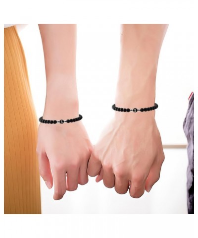 Initial Bracelets for Women Men Girls Couples, Black Onxy Letter A-Z Beads Bracelets for Women Bracelet-s $5.89 Bracelets