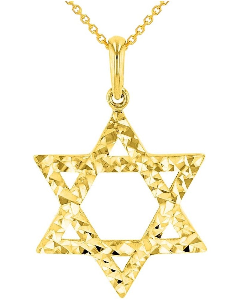 Solid 14k Yellow Gold Textured Hebrew Star of David Pendant Necklace 18.0 Inches $49.50 Necklaces